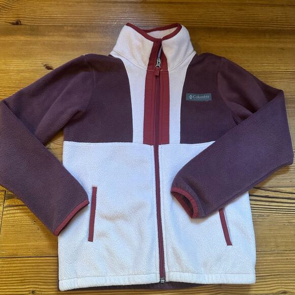 Columbia pink dark red two toned full zip sweater SIZE M - Picture 1 of 4